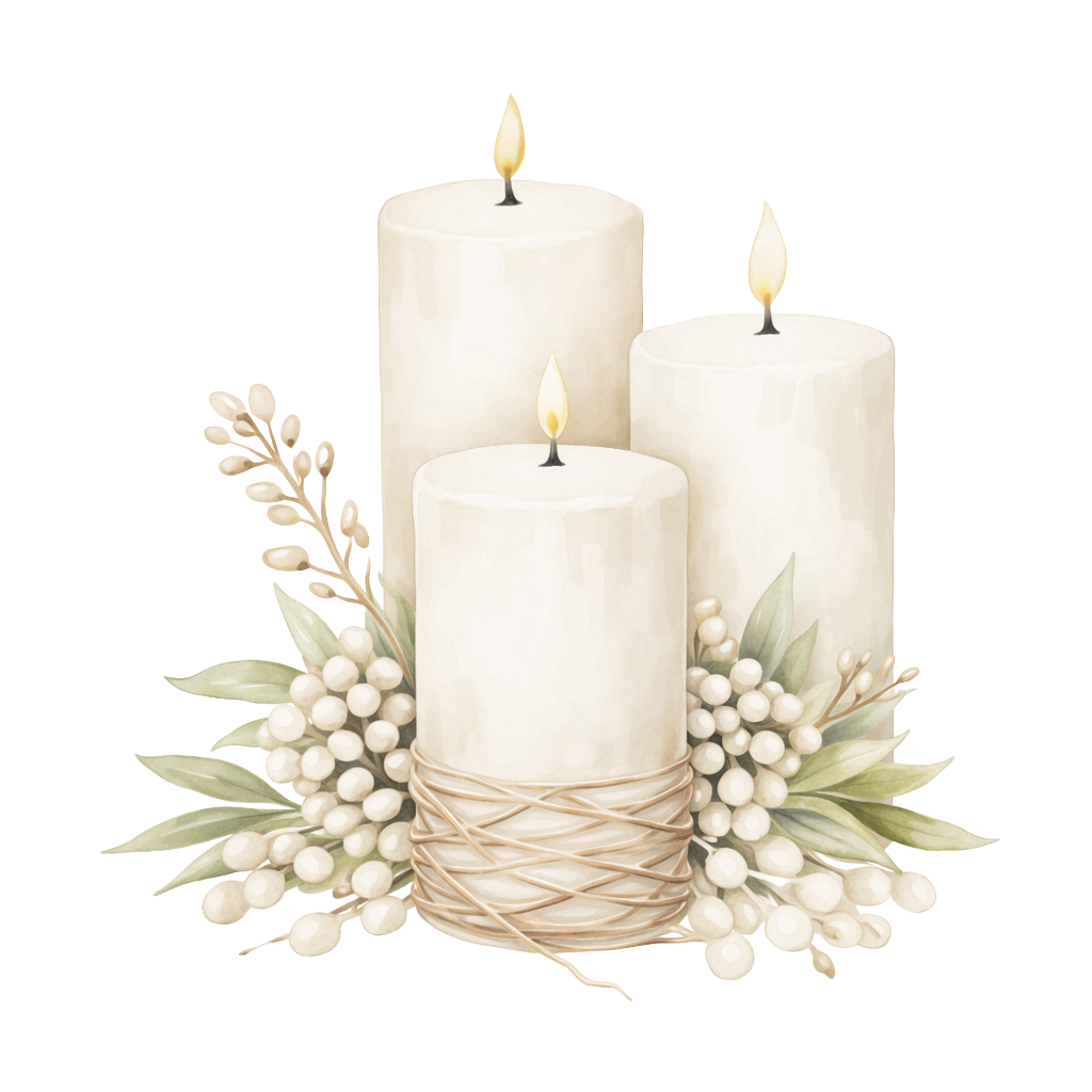 Velas decorativas con verdor